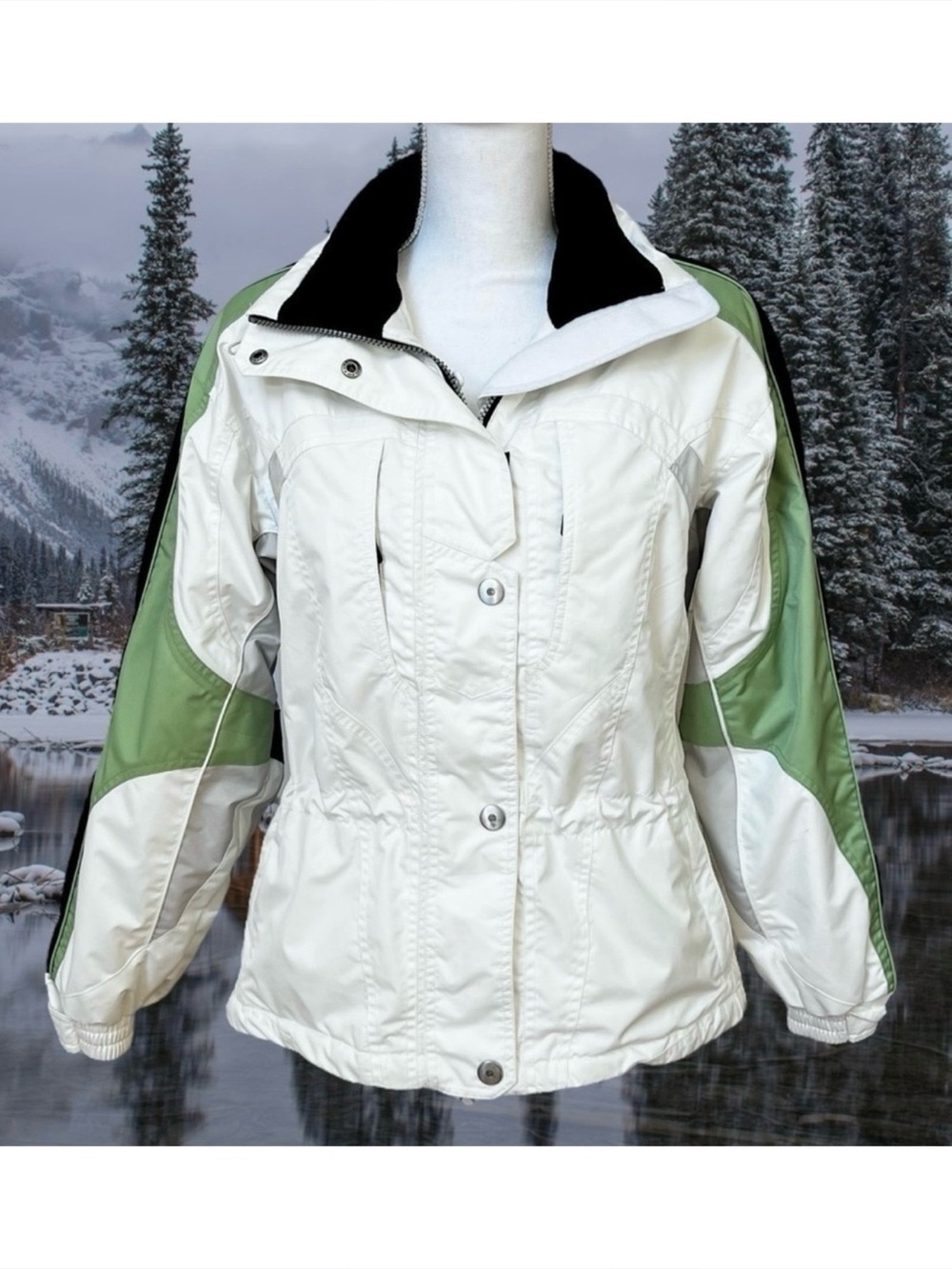 Couloir Fusion Winter Ski Jacket Snowboarding Coat White Black Green Size M 6